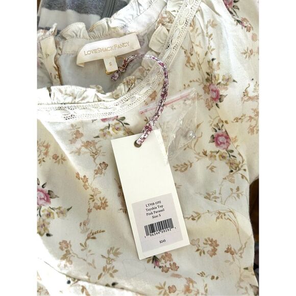 NEW LoveShackFancy Women’s S Tayshia Pink Parasail Blouse - Picture 14 of 14